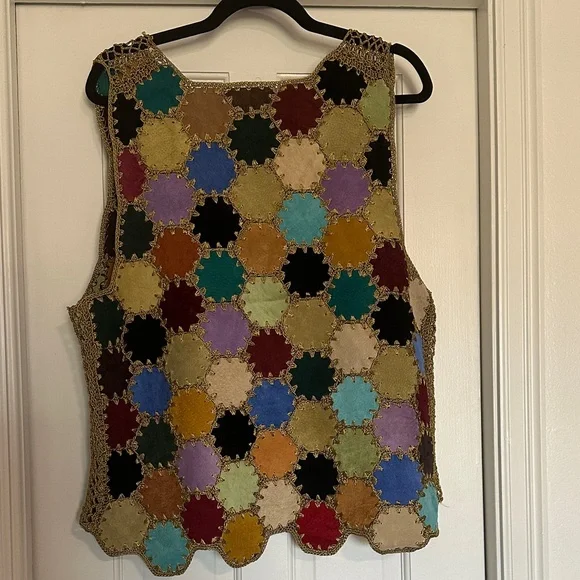 Vintage Multicolor Patchwork Crochet Vest - Picture 4 of 10
